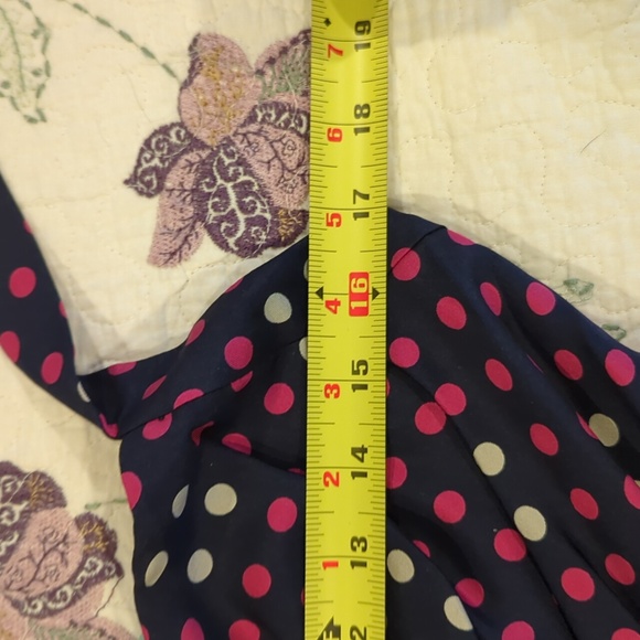 Betsey Johnson silk navy polka-dot halter dress. SZ 8 - Picture 15 of 15